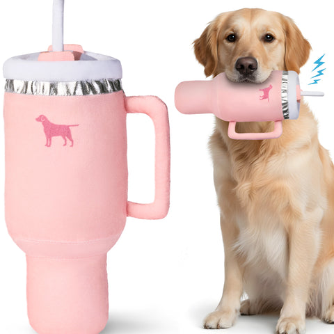 PUPROAR Pup Cup Dog Toy | Cute Squeaky Plush Tumbler Dog Toy