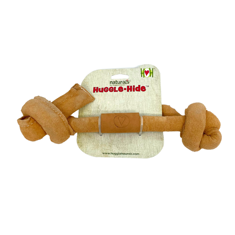 Huggle-HideĀ® Natural Leather Bone Dog Toy, 3 Pack