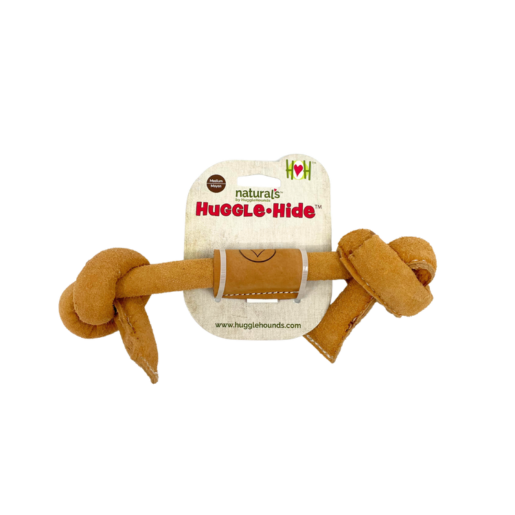 Huggle-HideĀ® Natural Leather Bone Dog Toy, 3 Pack