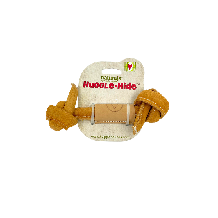 Huggle-HideĀ® Natural Leather Bone Dog Toy, 3 Pack