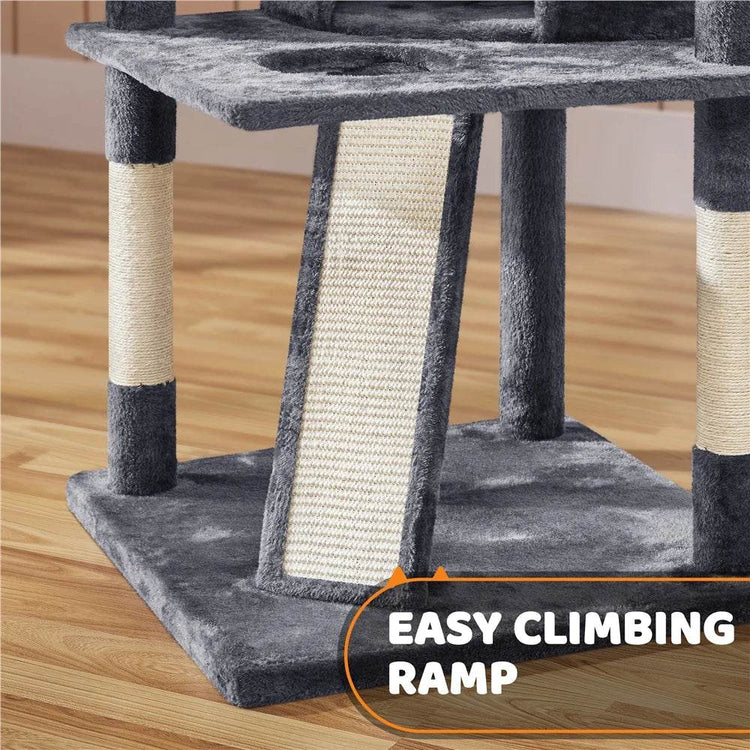 Renwick 69in Large Cat Tree Tower with Condos & Scratching Board - Dark Gray