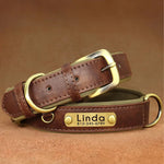 Personalized Dog Collar, Custom Engraved PU Leather Dog Collars, Free Engraving ID Tag Nameplate For Small Medium Large Dogs - C1515