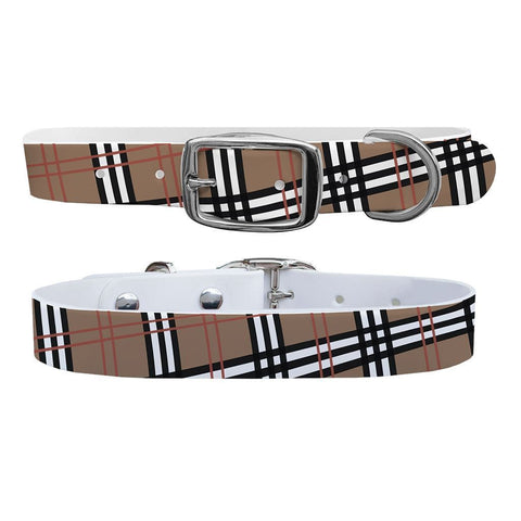 Khaki Plaid Dog Collar