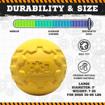 Industrial Dog Ball Rubber Chew Toy for Heavy Chewers | Yellow | USA Made | SodaPup