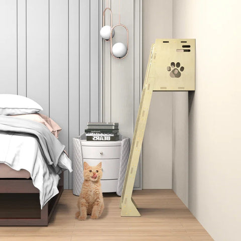 Luxury Wall-Mounted Cat Climbing Tower — Modern Cat Climber with Scratching Mat & Perch