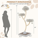 70" Tall Metal Cat Tree Tower with 3 Plush Perches & Sisal Scratching Posts