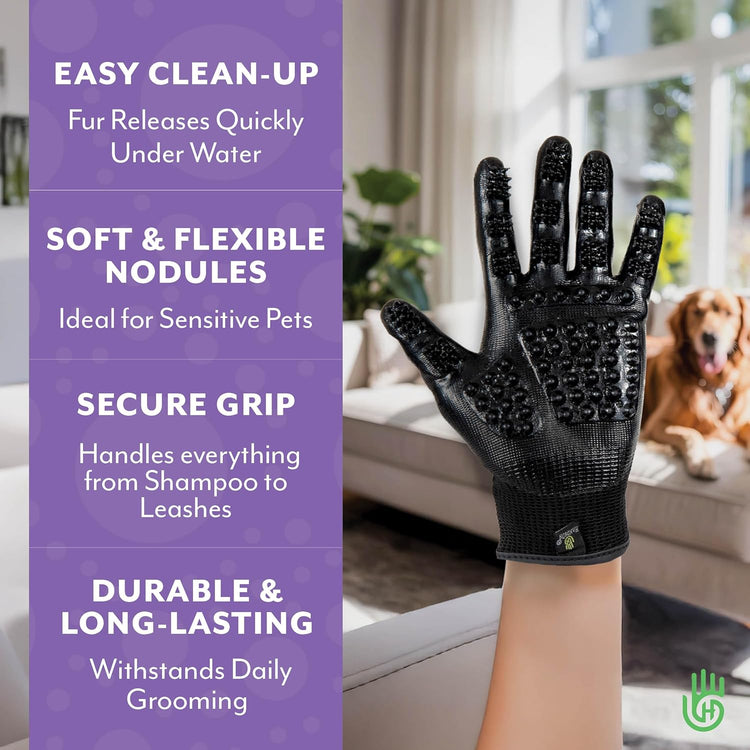 Piccardmeds4pets Aloe Oats Dog Shampoo 16oz + HandsOn Grooming Gloves Small Complete Kit
