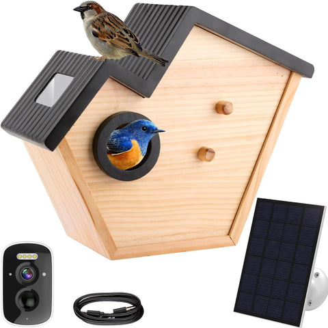Bird House Camera Solar WiFi Smart Birdhouse HD Motion Detection 32GB