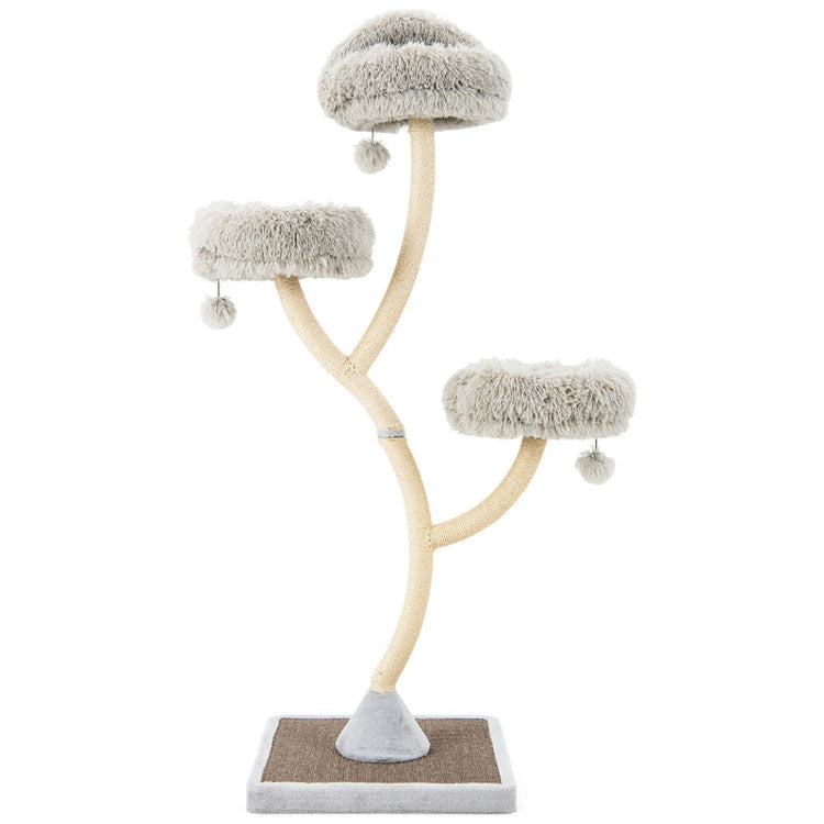 70" Tall Metal Cat Tree Tower with 3 Plush Perches & Sisal Scratching Posts