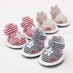 Striped Dog Sandals Anti-Slip Soft Puppy Shoes Adjustable Velcro Breathable Pet Footwear for Small Dogs
