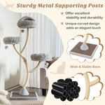70" Tall Metal Cat Tree Tower with 3 Plush Perches & Sisal Scratching Posts