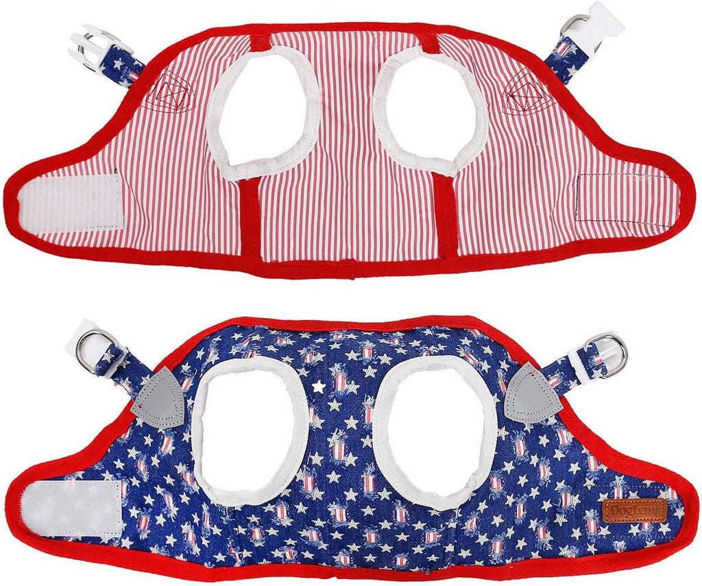 Denim Dog Harness with Star Print & Secure Buckle