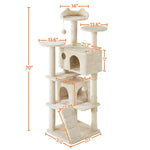 Ultimate 70" Double Condo Cat Tree with Scratching Posts - Creamy Comfort for Your Feline Friends!
