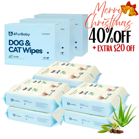 4FurBaby Dog & Cat Grooming Wipes, Plant-Based, Hypoallergenic, 400 Count