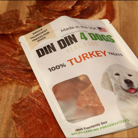 Turkey Dog Treats, 5 Ounce Bag, Single Ingredient, High Protein
