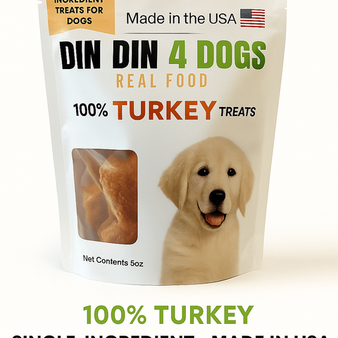 Turkey Dog Treats, 5 Ounce Bag, Single Ingredient, High Protein
