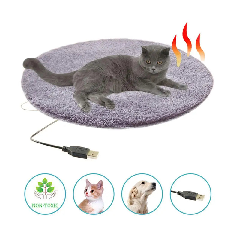 Winter Pet Electric Heating Pad Blanket Dog Cat Bed Plush Mat USB Charging For Travel