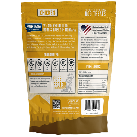 Chicken Breast Freeze-Dried Raw Trail Snacks (Treats) for Dogs 3oz