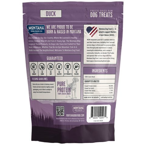 Duck Freeze-dried Raw Trail Snacks (Treats) for Dogs 3oz
