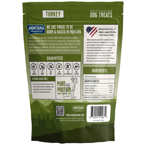 Turkey Liver Freeze-dried Raw Trail Snacks (Treats) for Dogs 3oz