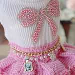 Handmade Chic Puppy Suit Pink Tweed Skirt Outfit
