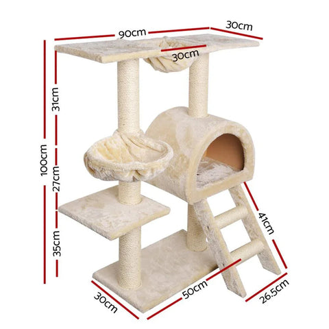 i.Pet Cat Tree 100cm Trees Scratching Post Scratcher Tower Condo House