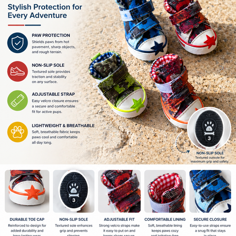 Dog Shoes Non-Slip Paw Protector | Breathable Dog Boots for Small & Medium Dogs sneakers