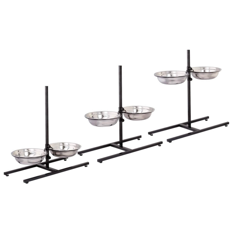 Adjustable Metal Pet Dog Feeder Bowls Elevated Stainless Steel Double Bowl Dish