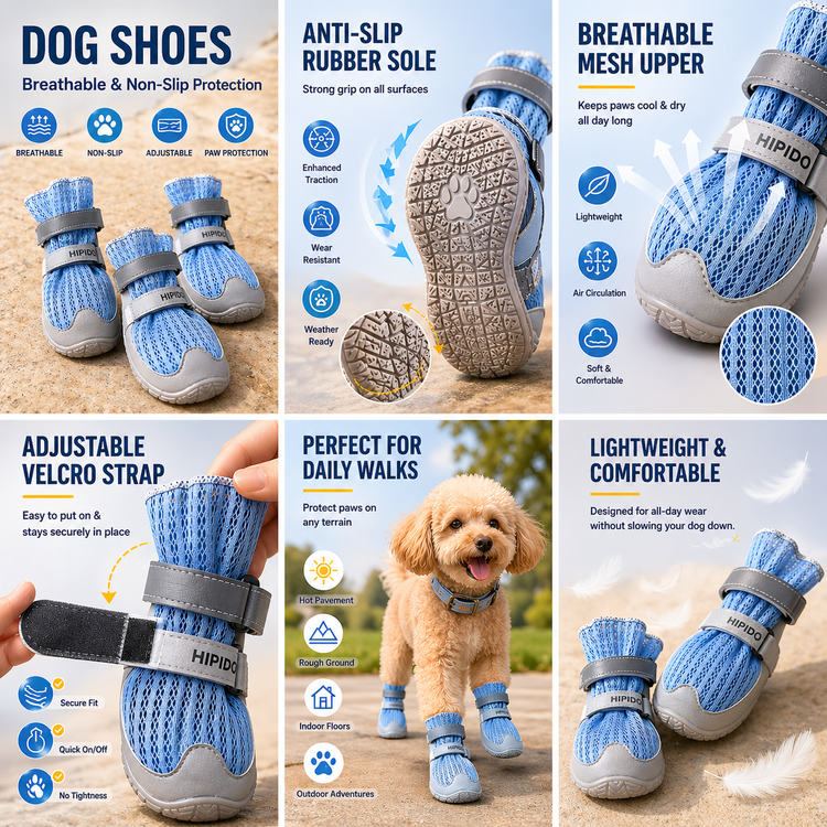 Breathable Mesh Dog Shoes | Non-Slip Summer Pet Boots
