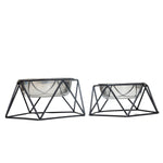 Country Living Elevated Single Dog Bowl Feeder – Geometric Design with Removable Stainless Steel Bowl