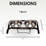 Country Living Rustic Dog Bone Elevated Feeder with 2 Stainless Steel Bowls