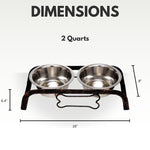 Country Living Rustic Dog Bone Elevated Feeder with 2 Stainless Steel Bowls