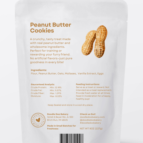 Homemade Dog Treats - 🥜 Peanut Butter Cookies Treat 1/2lb