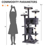 Ultimate 54-Inch Double Condo Cat Tree Tower with Scratching Post & Cozy Perch for Indoor Cats - Stylish Ashy Design