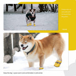 TEOZZO Dog Boots Warm Puppy Paw Protector Reflective Strip Size 6 Yellow 4PCs