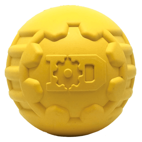 Industrial Dog Ball Rubber Chew Toy for Heavy Chewers | Yellow | USA Made | SodaPup