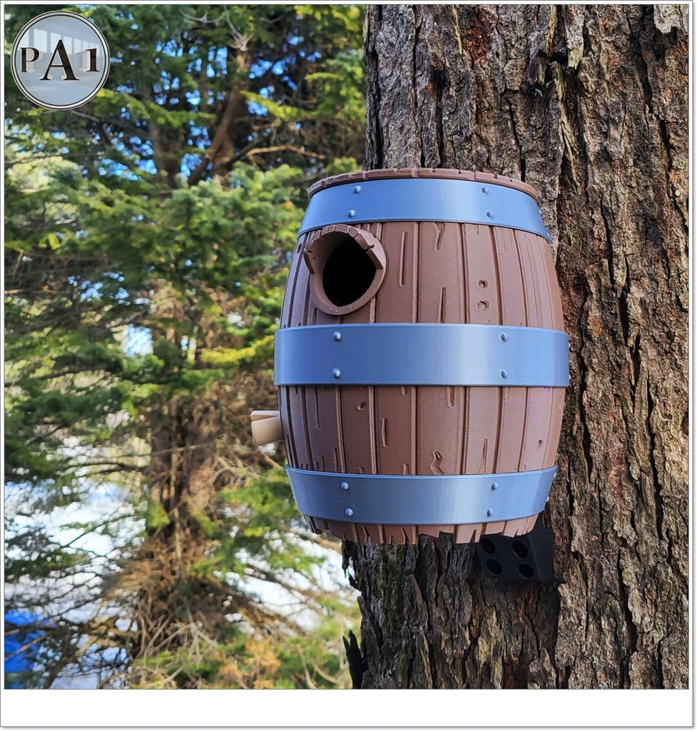 The Old Barrel Birdhouse – Rustic Whiskey Barrel-Inspired Bird House for Garden or Porch