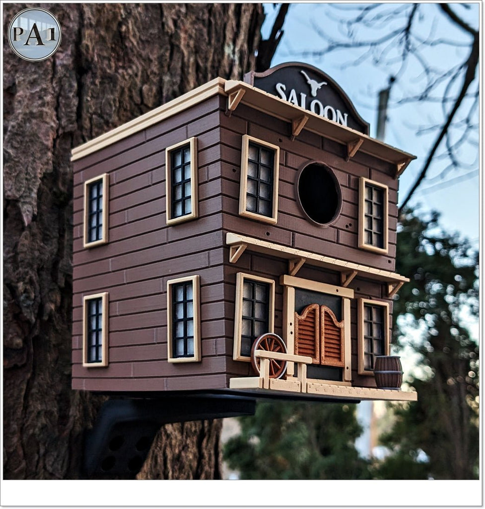 The Saloon Birdhouse – Western-Style Bird House with Old West Charm for Garden or Porch